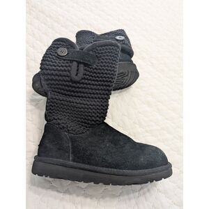 🖤 UGG Shaina Black Knit Cuff Suede Boots – Size 3 – Excellent!